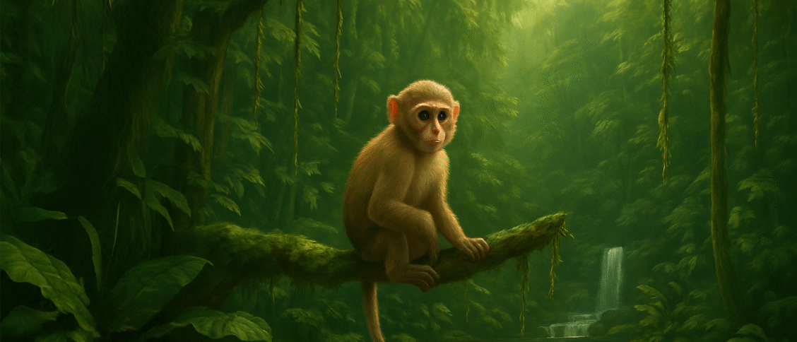 rhesus macaque in forest