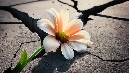 flower growing out of concrete