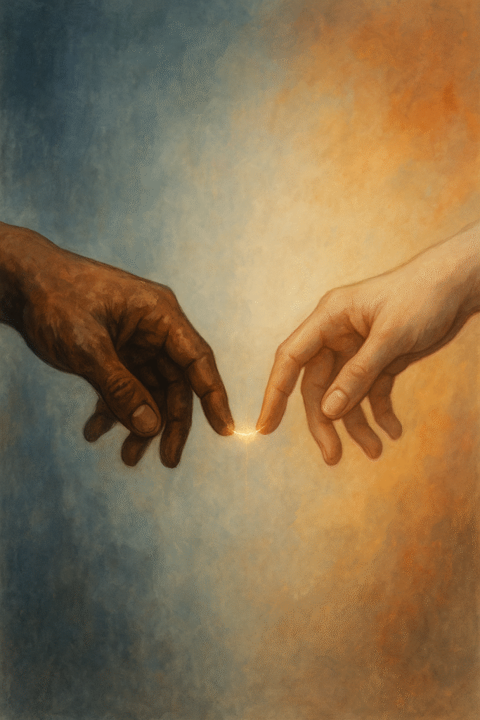 Reaching across the divide towards a common goal of empathy and understanding.
