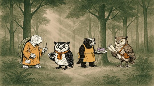Republic Of Peace characters, Bendo the Turtle, Zoya the Wise Owl, Tavi the Otter, and Yana the Owl.