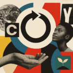 A poster style graphic collage for systems thinking.