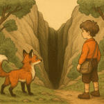 Wisp, the fox and Lumo, the sad boy at the Hollow.